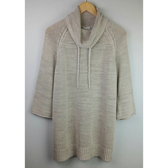 Garnet Hill SZ L Linen Cotton Blend Comfy Cowl Neck Pullover Tunic Length - Picture 3 of 6